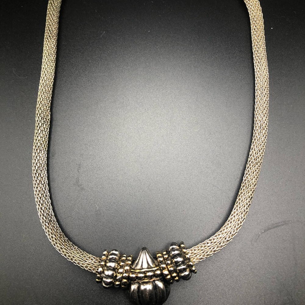 Vintage Napier mesh silver gold necklace